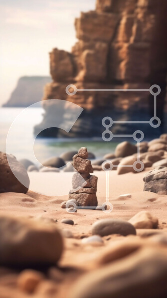 Intra Συλλεκτικό Ξύλινο Παζλ Plywood  4mm - Όμορφη εικόνα μιας στοίβας βράχων σε μια παραλία με έναν μεγάλο γκρεμό στο φόντο Σε Ξύλινο Κουτί - Διαστάσεις Puzzle: 10x10 cm – 25 κομμάτια