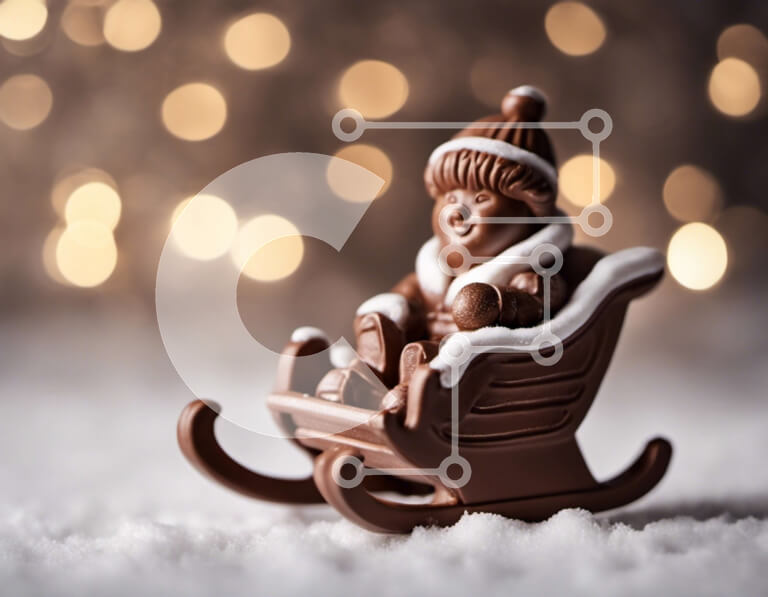 Intra Συλλεκτικό Ξύλινο Παζλ Plywood  4mm - Σοκολατένιο ειδώλιο με θέμα τις γιορτές σε διακοσμητικό έλκηθρο Σε Ξύλινο Κουτί - Διαστάσεις: 10x10 cm – 25 κομμάτια