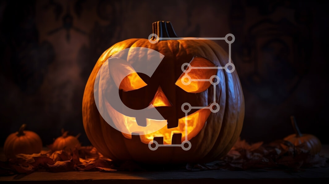 Intra Συλλεκτικό Ξύλινο Παζλ Plywood  4mm - Σκαλισμένη και αναμμένη κολοκύθα στο σκοτάδι Σε Ξύλινο Κουτί - Διαστάσεις Puzzle: 10x10 cm – 25 κομμάτια