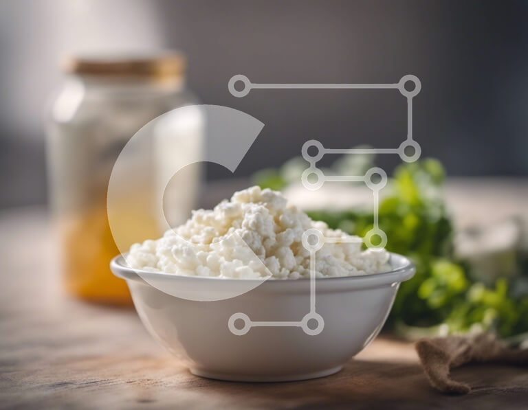 Σετ των 2 Intra Συλλεκτικό Ξύλινο Παζλ Plywood  4mm - Φρέσκο ​​τυρί σε λευκό μπολ με πρασινάδα Σε Ξύλινο Κουτί - Διαστάσεις: 10x10 cm – 25 κομμάτια