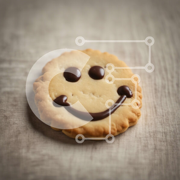 Σετ των 2 Intra Συλλεκτικό Ξύλινο Παζλ Plywood  4mm - Χαμογελώντας σοκολατένιο μπισκότο σε ξύλινη επιφάνεια Σε Ξύλινο Κουτί - Διαστάσεις: 10x10 cm – 25 κομμάτια