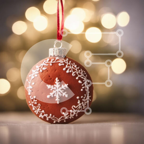 Intra Συλλεκτικό Ξύλινο Παζλ Plywood  4mm - Κόκκινη και λευκή μπάλα στολίδι για γιορτινή διακόσμηση σε ξύλινο τραπέζι Σε Ξύλινο Κουτί - Διαστάσεις: 10x10 cm – 25 κομμάτια