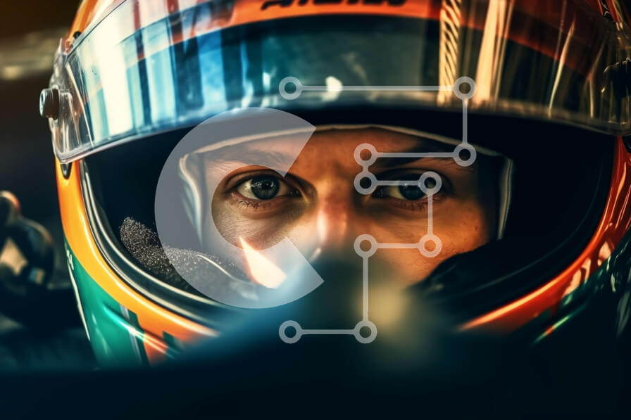 Intra Συλλεκτικό Ξύλινο Παζλ Plywood  4mm - Στιγμιότυπο δράσης ανθρώπου που φορά ένα αγωνιστικό κράνος οδηγώντας αυτοκίνητο Σε Ξύλινο Κουτί - Διαστάσεις Puzzle: 10x10 cm – 25 κομμάτια