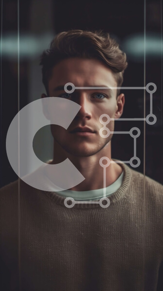 Intra Συλλεκτικό Ξύλινο Παζλ Plywood  4mm - Σοβαρός καφές πουλόβερ νεαρός άνδρας που κοιτάζει την κάμερα Σε Ξύλινο Κουτί - Διαστάσεις Puzzle: 10x10 cm – 25 κομμάτια