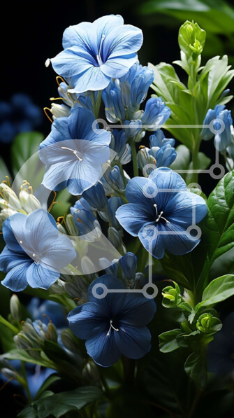 Σετ των 2 Intra Συλλεκτικό Ξύλινο Παζλ Plywood  4mm - Εκπληκτική εικόνα μπουκέτο με μπλε λουλούδια σε σκούρο φόντο Σε Ξύλινο Κουτί - Διαστάσεις: 10x10 cm – 25 κομμάτια