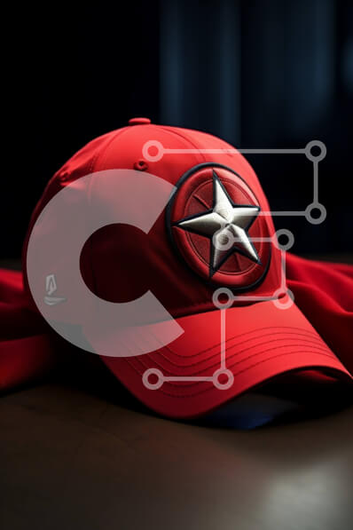 Intra Συλλεκτικό Ξύλινο Παζλ Plywood  4mm - Κόκκινο καπέλο του μπέιζμπολ με το λευκό αστέρι - Φωτογραφία Αρχείου Αθλητισμού και αναψυχής Σε Ξύλινο Κουτί - Διαστάσεις Puzzle: 10x10 cm – 25 κομμάτια