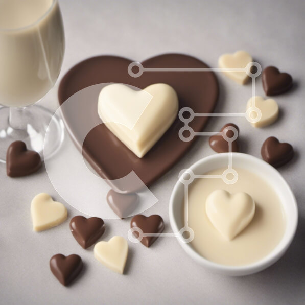 Σετ των 2 Intra Συλλεκτικό Ξύλινο Παζλ Plywood  4mm - Λιχουδιές για την Ημέρα του Αγίου Βαλεντίνου με γάλα, καρδιές σοκολάτας και καραμέλες Σε Ξύλινο Κουτί - Διαστάσεις: 10x10 cm – 25 κομμάτια