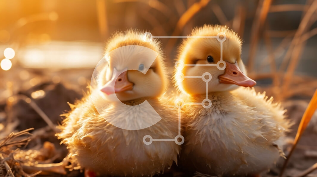 Intra Συλλεκτικό Ξύλινο Παζλ Plywood  4mm - Μωρά πάπιες σε ένα χωράφι στο ηλιοβασίλεμα Σε Ξύλινο Κουτί - Διαστάσεις: 10x10 cm – 25 κομμάτια