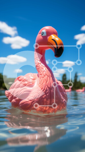 Σετ των 2 Intra Συλλεκτικό Ξύλινο Παζλ Plywood  4mm - Εκπληκτική εικόνα ενός ροζ φλαμίνγκο στον καθαρό μπλε ουρανό Σε Ξύλινο Κουτί - Διαστάσεις: 10x10 cm – 25 κομμάτια