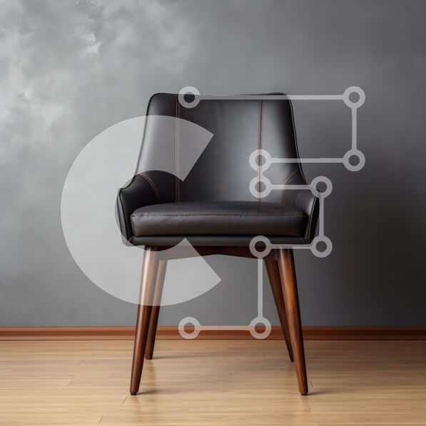 Intra Συλλεκτικό Ξύλινο Παζλ Plywood  4mm - Μοντέρνα μαύρη δερμάτινη καρέκλα σε γκρι τοίχο Σε Ξύλινο Κουτί - Διαστάσεις Puzzle: 10x10 cm – 25 κομμάτια