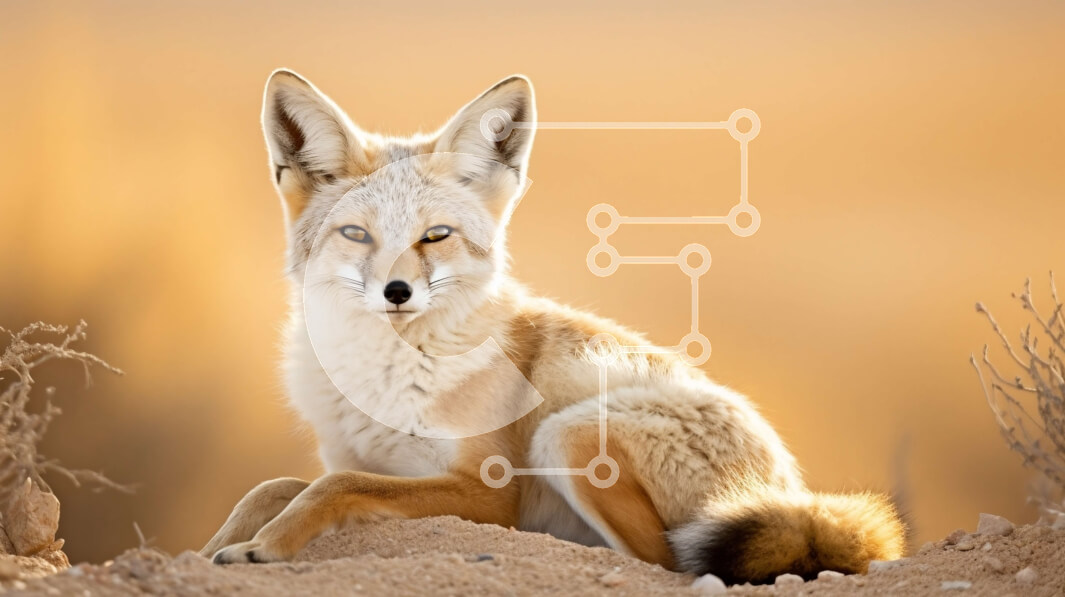 Intra Συλλεκτικό Ξύλινο Παζλ Plywood  4mm - Όμορφη εικόνα μιας αλεπούς στην έρημο Σε Ξύλινο Κουτί - Διαστάσεις: 10x10 cm – 25 κομμάτια