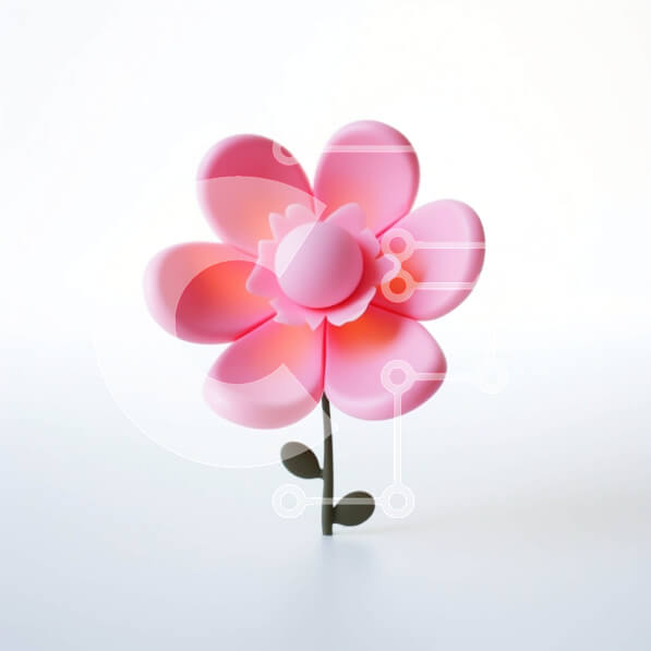 Intra Συλλεκτικό Ξύλινο Παζλ Plywood  4mm - Ροζ πλαστικό λουλούδι σε λευκή επιφάνεια Σε Ξύλινο Κουτί - Διαστάσεις: 10x10 cm – 25 κομμάτια