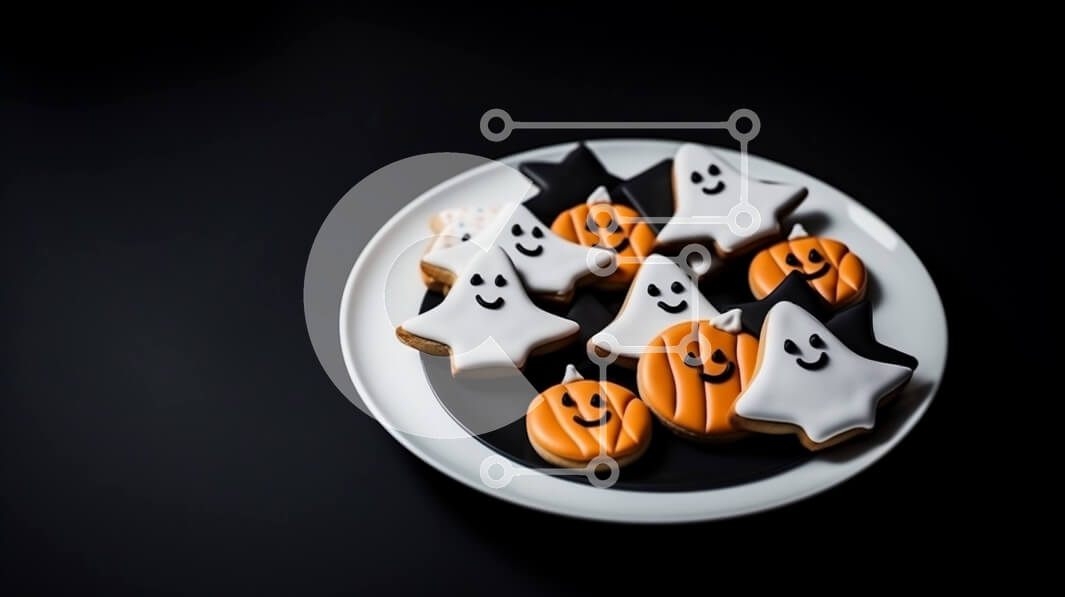 Σετ των 2 Intra Συλλεκτικό Ξύλινο Παζλ Plywood  4mm - Μπισκότα αποκριών σε μαύρο φόντο Σε Ξύλινο Κουτί - Διαστάσεις: 10x10 cm – 25 κομμάτια