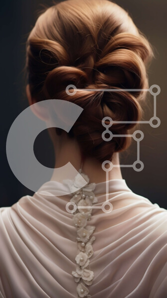 Intra Συλλεκτικό Ξύλινο Παζλ Plywood  4mm - Πορτρέτο μιας σοβαρής γυναίκας με κόκκινα σγουρά μαλλιά σε λευκό φόρεμα Σε Ξύλινο Κουτί - Διαστάσεις Puzzle: 10x10 cm – 25 κομμάτια