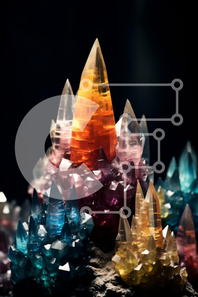 Σετ των 2 Intra Συλλεκτικό Ξύλινο Παζλ Plywood  4mm - Ζωηρόχρωμοι κρύσταλλοι στην επιφάνεια βράχου Στοκ Φωτογραφία Σε Ξύλινο Κουτί - Διαστάσεις: 10x10 cm – 25 κομμάτια