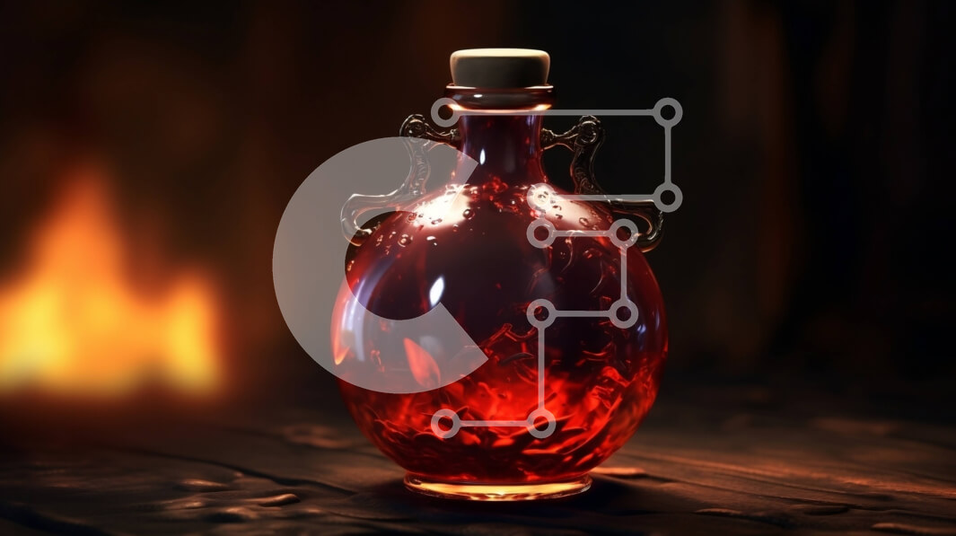 Intra Συλλεκτικό Ξύλινο Παζλ Plywood  4mm - Σαγηνευτική εικόνα κόκκινου υγρού σε γυάλινο μπουκάλι με ζεστή ατμόσφαιρα στο τζάκι Σε Ξύλινο Κουτί - Διαστάσεις Puzzle: 10x10 cm – 25 κομμάτια