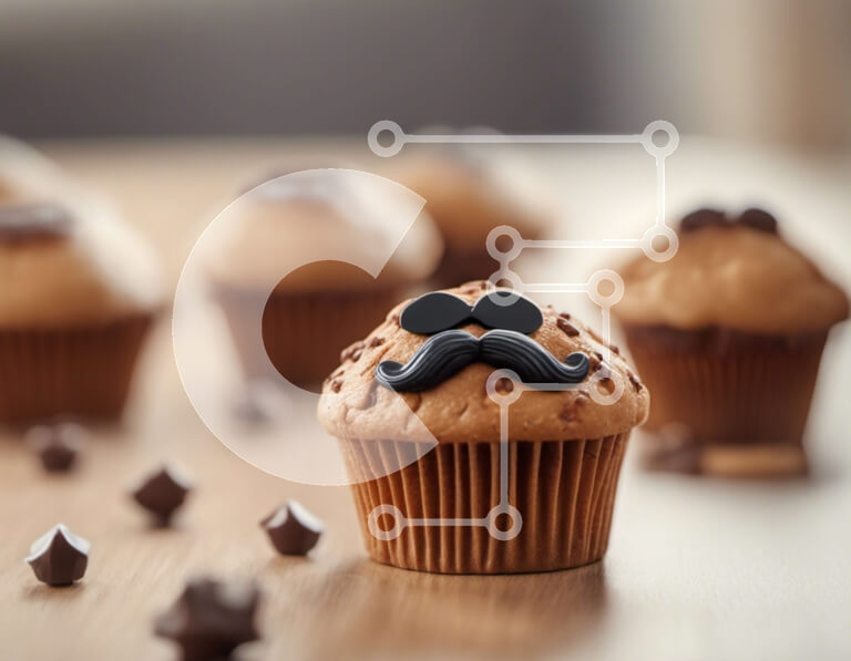 Σετ των 2 Intra Συλλεκτικό Ξύλινο Παζλ Plywood  4mm - Πολύχρωμα cupcakes με διακοσμήσεις από μουστάκι και κομματάκια σοκολάτας Σε Ξύλινο Κουτί - Διαστάσεις: 10x10 cm – 25 κομμάτια