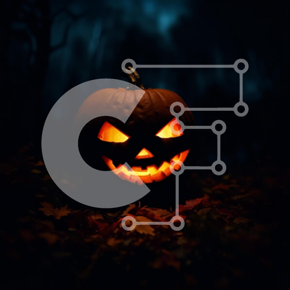 Intra Συλλεκτικό Ξύλινο Παζλ Plywood  4mm - Απόκοσμη εικόνα αποκριών: Σκαλισμένη κολοκύθα στο στοιχειωμένο δάσος Σε Ξύλινο Κουτί - Διαστάσεις: 10x10 cm – 25 κομμάτια