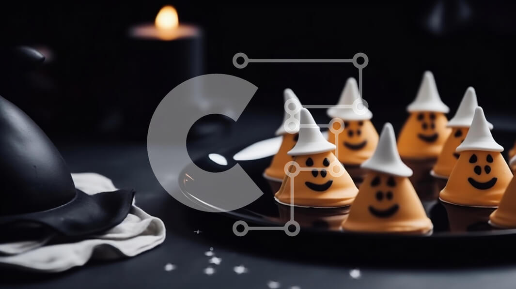 Σετ των 2 Intra Συλλεκτικό Ξύλινο Παζλ Plywood  4mm - Πιάτο επιδόρπιο με Candy Corn Smiley Faces Σε Ξύλινο Κουτί - Διαστάσεις: 10x10 cm – 25 κομμάτια