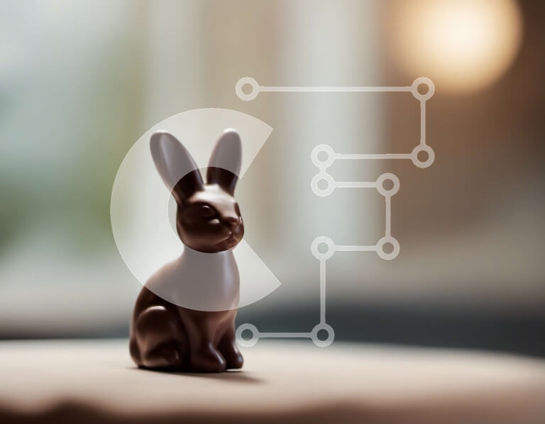 Σετ των 2 Intra Συλλεκτικό Ξύλινο Παζλ Plywood  4mm - Μικρό σοκολατένιο ειδώλιο λαγουδάκι σε ένα άδειο τραπέζι Σε Ξύλινο Κουτί - Διαστάσεις: 10x10 cm – 25 κομμάτια