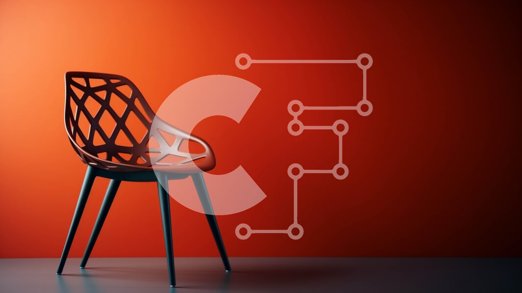 Intra Συλλεκτικό Ξύλινο Παζλ Plywood  4mm - Μοντέρνα καρέκλα σε πορτοκαλί τοίχο Σε Ξύλινο Κουτί - Διαστάσεις Puzzle: 10x10 cm – 25 κομμάτια