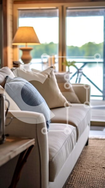 Intra Συλλεκτικό Ξύλινο Παζλ Plywood  4mm - Εκπληκτικό σαλόνι με εκπληκτική θέα στη λίμνη Σε Ξύλινο Κουτί - Διαστάσεις Puzzle: 10x10 cm – 25 κομμάτια