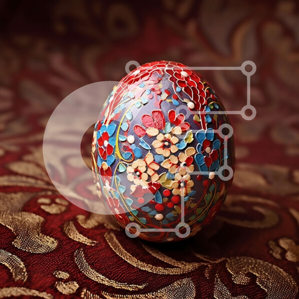 Intra Συλλεκτικό Ξύλινο Παζλ Plywood  4mm - Όμορφη διακόσμηση πασχαλινών αυγών με λουλούδια σε κόκκινο φόντο Σε Ξύλινο Κουτί - Διαστάσεις: 10x10 cm – 25 κομμάτια