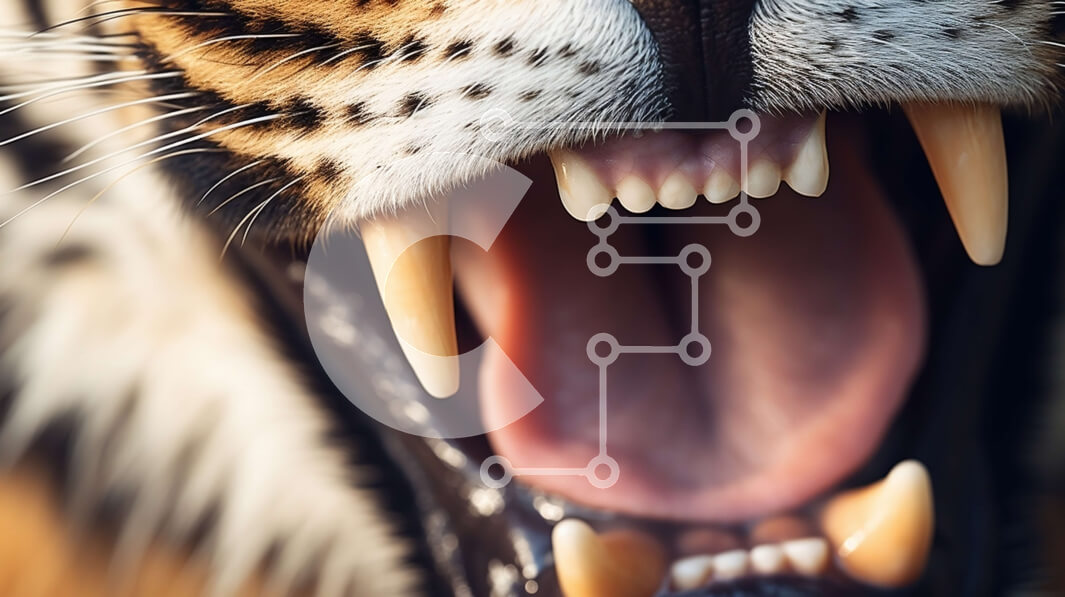 Σετ των 2 Intra Συλλεκτικό Ξύλινο Παζλ Plywood  4mm - Κοντινό πλάνο του θυμωμένου τίγρη με το ανοιχτό στόμα και τα εκτεθειμένα δόντια Σε Ξύλινο Κουτί - Διαστάσεις: 10x10 cm – 25 κομμάτια