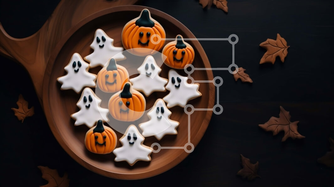 Σετ των 2 Intra Συλλεκτικό Ξύλινο Παζλ Plywood  4mm - Αποκριάτικα μπισκότα με φαντάσματα και κολοκύθες Σε Ξύλινο Κουτί - Διαστάσεις: 10x10 cm – 25 κομμάτια