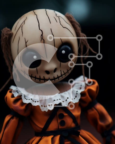 Intra Συλλεκτικό Ξύλινο Παζλ Plywood  4mm - Πορτοκαλί κούκλα με μαύρα μάτια Σε Ξύλινο Κουτί - Διαστάσεις Puzzle: 10x10 cm – 25 κομμάτια