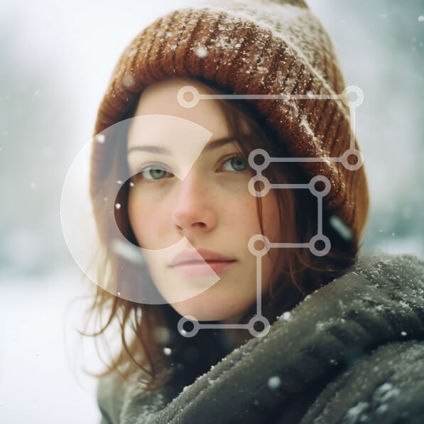 Intra Συλλεκτικό Ξύλινο Παζλ Plywood  4mm - Εικόνα μιας νεαρής γυναίκας σε χιονισμένη χειμερινή σκηνή Σε Ξύλινο Κουτί - Διαστάσεις Puzzle: 10x10 cm – 25 κομμάτια