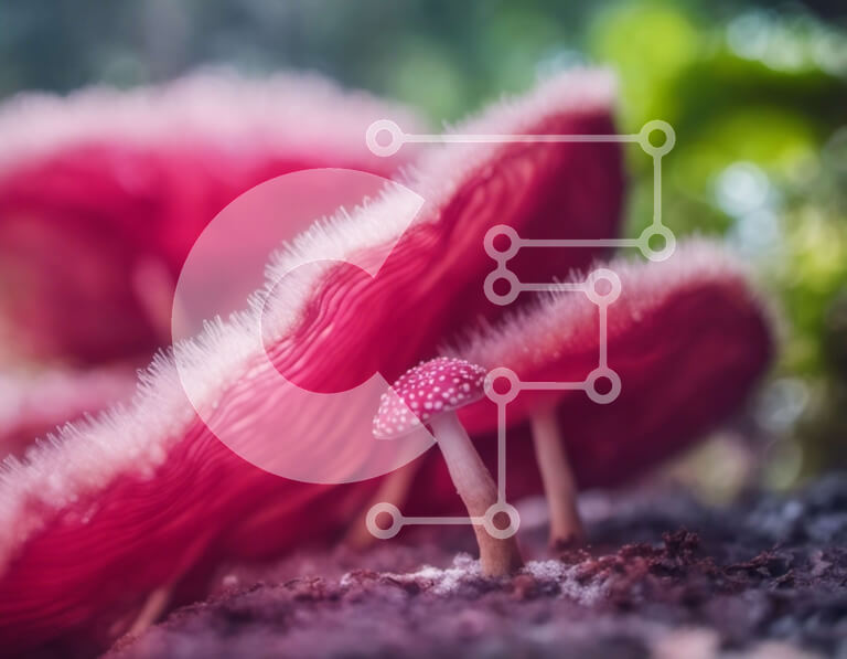 Intra Συλλεκτικό Ξύλινο Παζλ Plywood  4mm - Κοντινό πλάνο ροζ μανιταριών Σε Ξύλινο Κουτί - Διαστάσεις: 10x10 cm – 25 κομμάτια