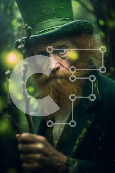 Σετ των 2 Intra Συλλεκτικό Ξύλινο Παζλ Plywood  4mm - Άνδρας στο δάσος με μακριά γενειάδα και πράσινο καπέλο που κρατά ραβδί Σε Ξύλινο Κουτί - Διαστάσεις: 10x10 cm – 25 κομμάτια