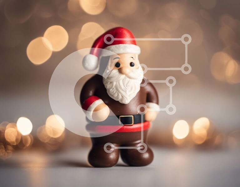 Intra Συλλεκτικό Ξύλινο Παζλ Plywood  4mm - Σοκολατένιο ειδώλιο Άγιου Βασίλη με φώτα Bokeh Σε Ξύλινο Κουτί - Διαστάσεις: 10x10 cm – 25 κομμάτια