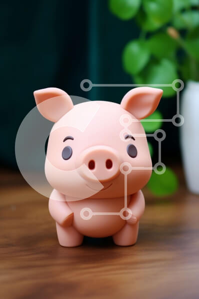 Intra Συλλεκτικό Ξύλινο Παζλ Plywood  4mm - Παιχνίδι Χαμογελώντας Χοίρου στο τραπέζι με φυτό σε γλάστρα Σε Ξύλινο Κουτί - Διαστάσεις: 10x10 cm – 25 κομμάτια