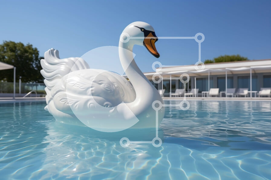 Intra Συλλεκτικό Ξύλινο Παζλ Plywood  4mm - Όμορφο Άγαλμα Λευκού Κύκνου σε μια καθαρή μπλε πισίνα Σε Ξύλινο Κουτί - Διαστάσεις Puzzle: 10x10 cm – 25 κομμάτια