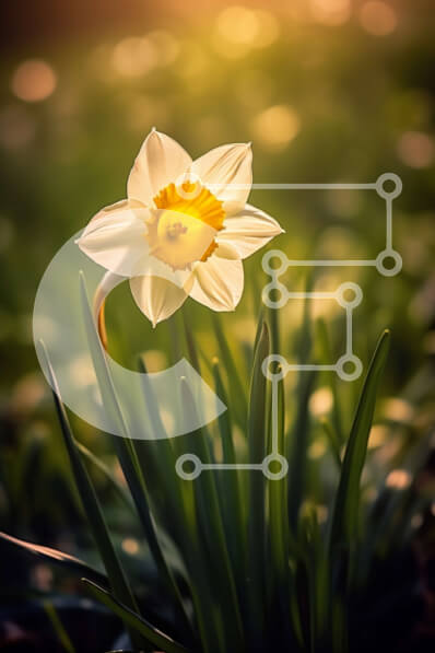 Σετ των 2 Intra Συλλεκτικό Ξύλινο Παζλ Plywood  4mm - Όμορφη εικόνα ενός λουλουδιού λευκού ασφόδελου σε ένα χωράφι με πράσινο γρασίδι στο ηλιοβασίλεμα Σε Ξύλινο Κουτί - Διαστάσεις: 10x10 cm – 25 κομμάτια