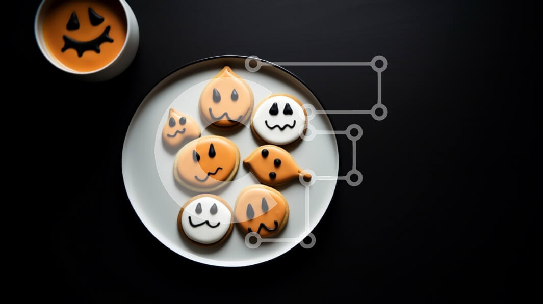 Σετ των 2 Intra Συλλεκτικό Ξύλινο Παζλ Plywood  4mm - Μπισκότα αποκριών στο άσπρο πιάτο Σε Ξύλινο Κουτί - Διαστάσεις: 10x10 cm – 25 κομμάτια