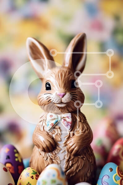 Intra Συλλεκτικό Ξύλινο Παζλ Plywood  4mm - Αξιολάτρευτο άγαλμα λαγουδάκι του Πάσχα με πολύχρωμα αυγά Σε Ξύλινο Κουτί - Διαστάσεις: 10x10 cm – 25 κομμάτια