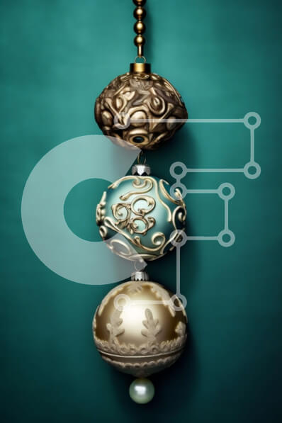 Intra Συλλεκτικό Ξύλινο Παζλ Plywood  4mm - Χρυσό και μπλε χριστουγεννιάτικο στολίδι σε πράσινο φόντο Σε Ξύλινο Κουτί - Διαστάσεις: 10x10 cm – 25 κομμάτια