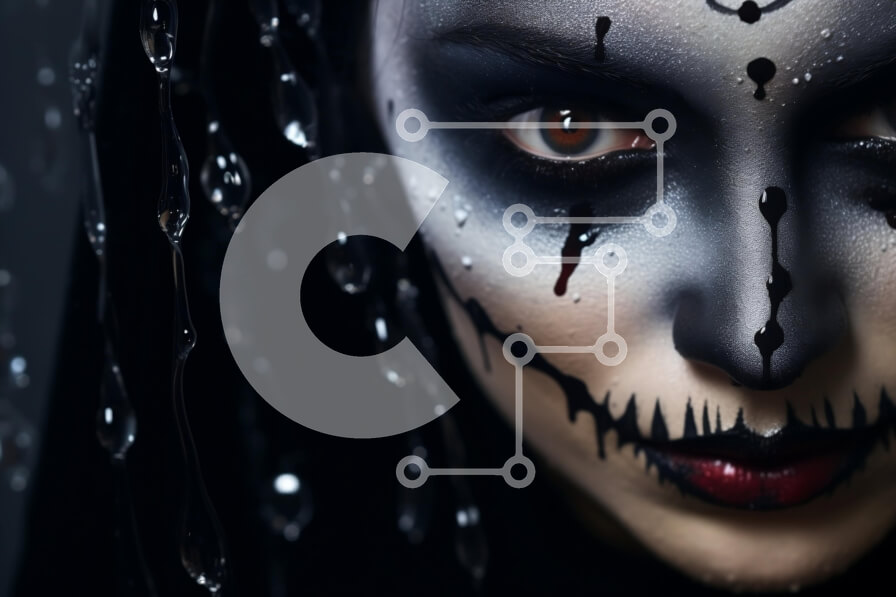 Intra Συλλεκτικό Ξύλινο Παζλ Plywood  4mm - Γυναίκα με ασπρόμαυρο μακιγιάζ Σε Ξύλινο Κουτί - Διαστάσεις Puzzle: 10x10 cm – 25 κομμάτια