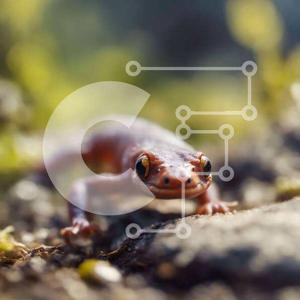 Intra Συλλεκτικό Ξύλινο Παζλ Plywood  4mm - Κόκκινη σαλαμάνδρα στο βράχο στο δάσος Σε Ξύλινο Κουτί - Διαστάσεις: 10x10 cm – 25 κομμάτια