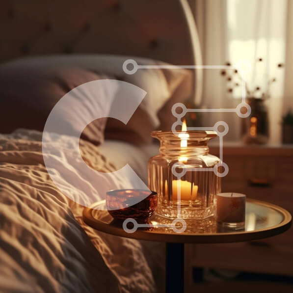 Intra Συλλεκτικό Ξύλινο Παζλ Plywood  4mm - Άνετο υπνοδωμάτιο με λευκό κρεβάτι και απαλό φωτισμό Σε Ξύλινο Κουτί - Διαστάσεις Puzzle: 10x10 cm – 25 κομμάτια