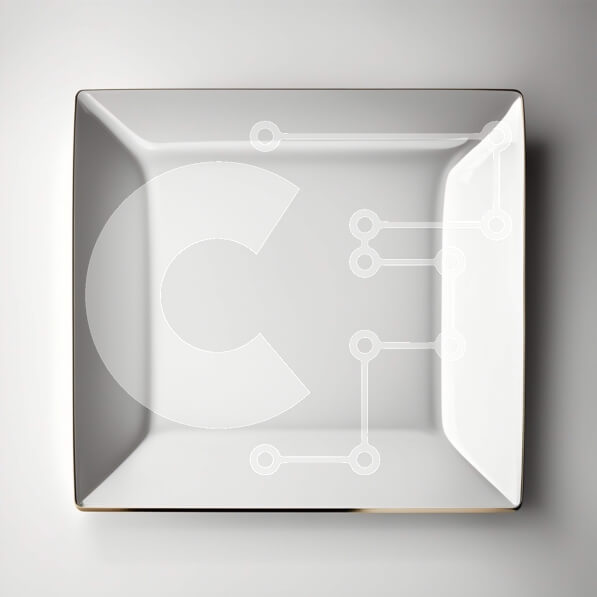 Σετ των 2 Intra Συλλεκτικό Ξύλινο Παζλ Plywood  4mm - Κομψό λευκό πιάτο με χρυσό χείλος σε ουδέτερο γκρι φόντο Σε Ξύλινο Κουτί - Διαστάσεις: 10x10 cm – 25 κομμάτια