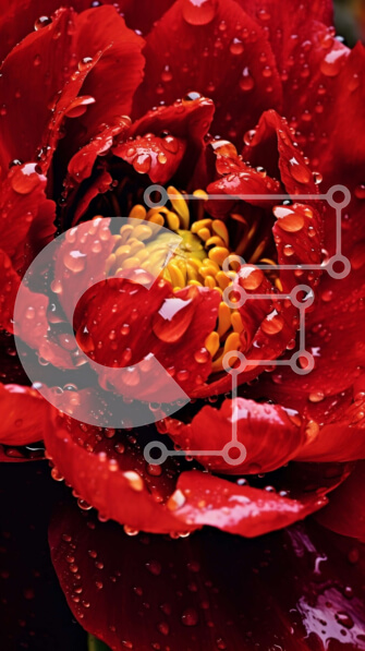 Σετ των 2 Intra Συλλεκτικό Ξύλινο Παζλ Plywood  4mm - Όμορφη εικόνα του κόκκινου λουλουδιού με σταγονίδια νερού στα πέταλά του Σε Ξύλινο Κουτί - Διαστάσεις: 10x10 cm – 25 κομμάτια