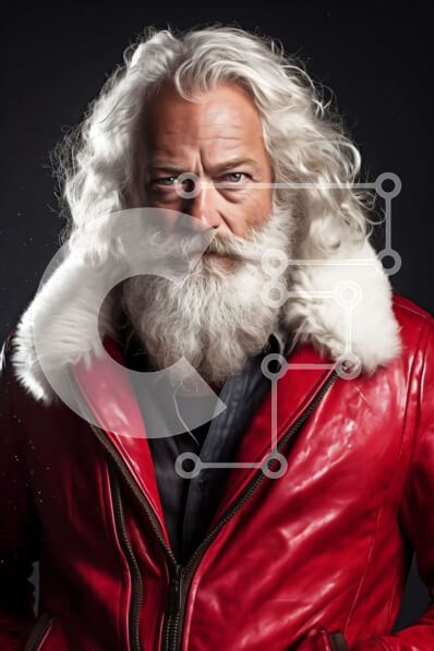 Intra Συλλεκτικό Ξύλινο Παζλ Plywood  4mm - Σοβαρός ηλικιωμένος άνδρας με άσπρα μαλλιά με κόκκινο δερμάτινο μπουφάν Σε Ξύλινο Κουτί - Διαστάσεις Puzzle: 10x10 cm – 25 κομμάτια