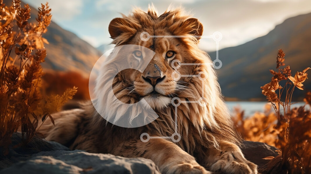 Intra Συλλεκτικό Ξύλινο Παζλ Plywood  4mm - Σοβαρό λιοντάρι στο βραχώδες έδαφος Σε Ξύλινο Κουτί - Διαστάσεις: 10x10 cm – 25 κομμάτια