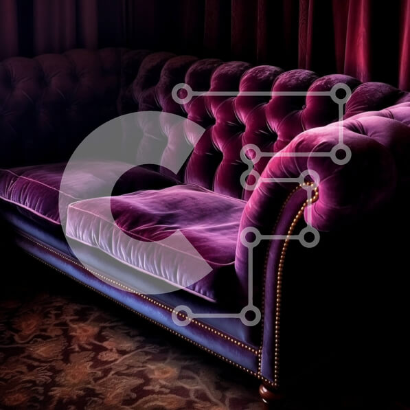 Intra Συλλεκτικό Ξύλινο Παζλ Plywood  4mm - Όμορφη εικόνα ενός μωβ βελούδινου καναπέ Σε Ξύλινο Κουτί - Διαστάσεις Puzzle: 10x10 cm – 25 κομμάτια