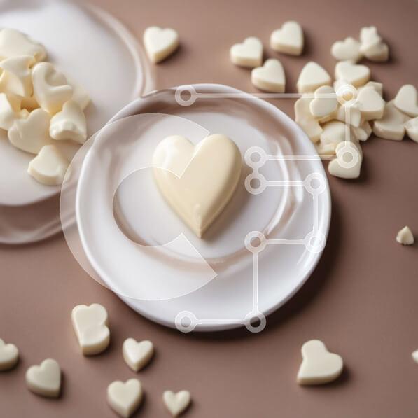 Σετ των 2 Intra Συλλεκτικό Ξύλινο Παζλ Plywood  4mm - Λευκή σοκολάτα σε σχήμα καρδιάς σε ένα πιάτο Σε Ξύλινο Κουτί - Διαστάσεις: 10x10 cm – 25 κομμάτια