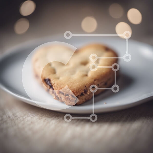 Σετ των 2 Intra Συλλεκτικό Ξύλινο Παζλ Plywood  4mm - Μπισκότο σε σχήμα καρδιάς σε λευκό πιάτο με διάσπαρτα φώτα Σε Ξύλινο Κουτί - Διαστάσεις: 10x10 cm – 25 κομμάτια